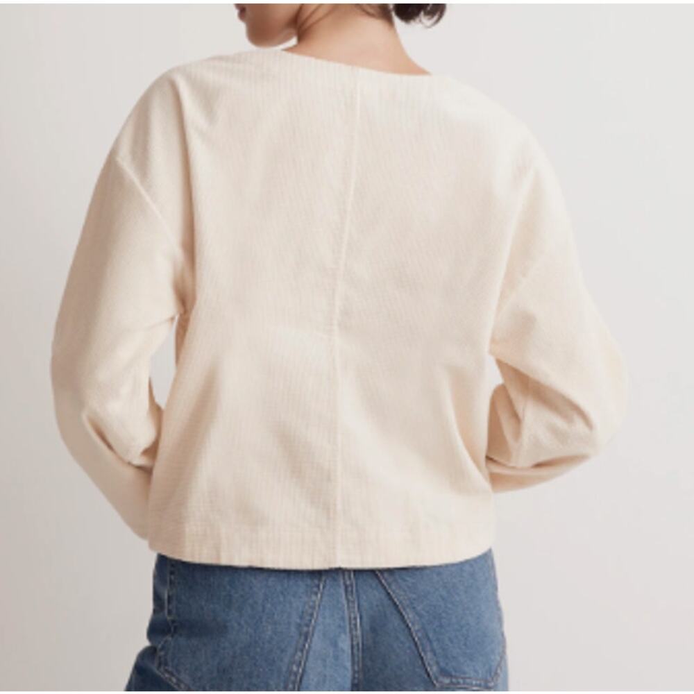 NWOT Madewell Waffle-Knit Relaxed V-Neck Top Ivory Cream Small - Picture 6 of 6